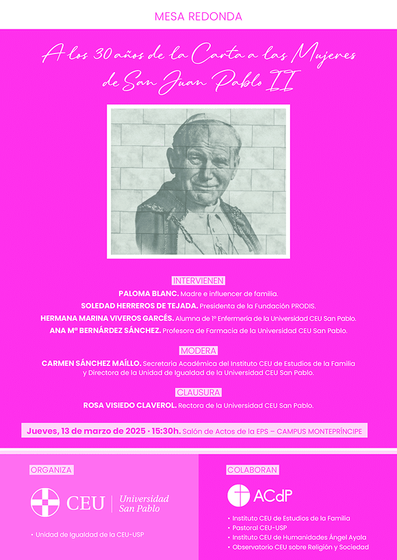 <p>A los 30 años de la Carta a las Mujeres<br />
de San Juan Pablo II</p>
