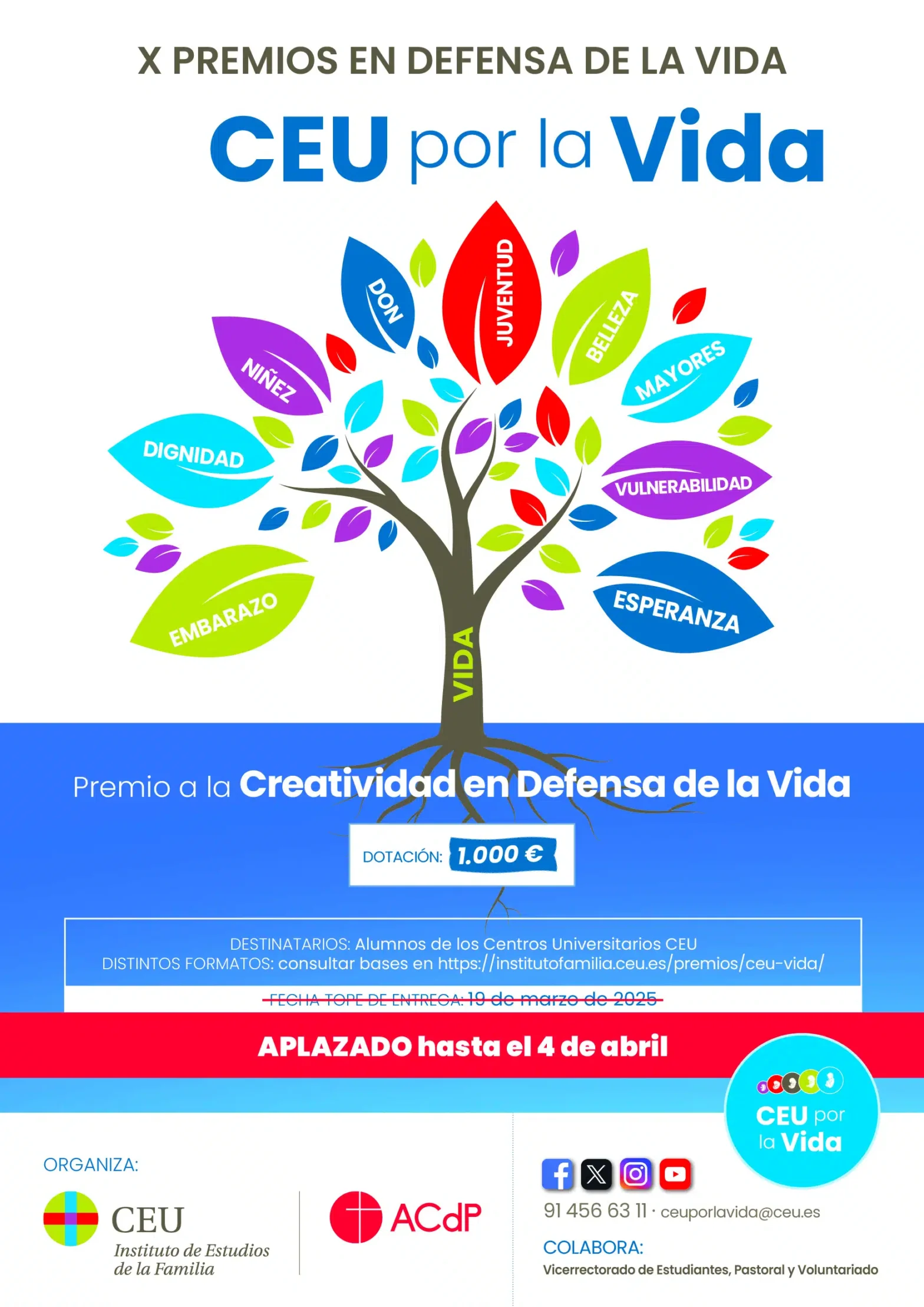 Ampliamos Plazo Entrega Trabajos Premios CEU por la VIDA – al 4 ABRIL